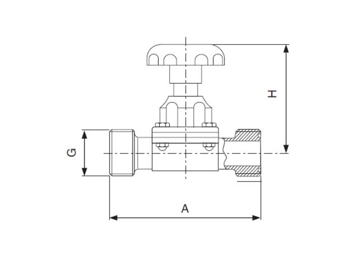 Dimension of Sanitary Threaded Diaphragm Valve – SMS Series