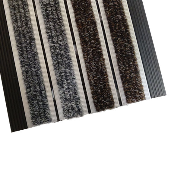 PP Material Bronze Aluminum Alloy Frame Entrance Floor Mat Remove Dirt Anti Slip Carpet
