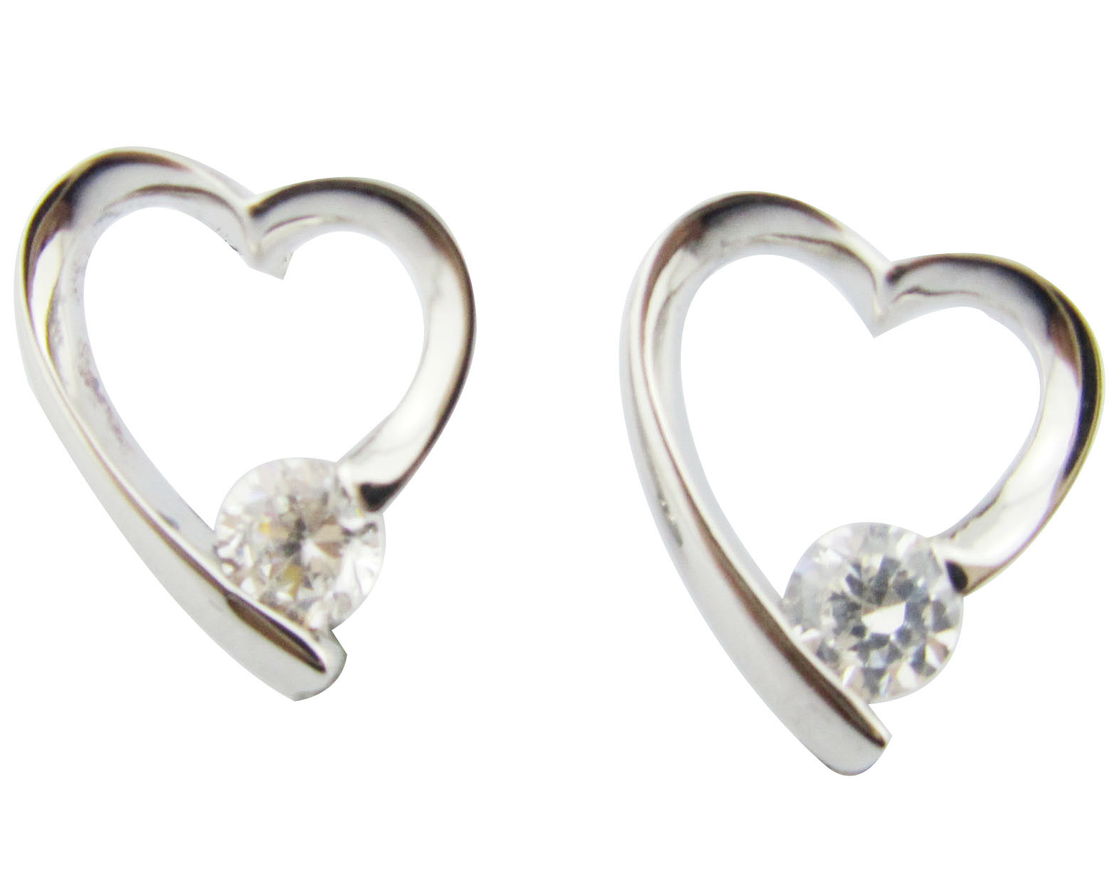 Heart Earring Stud Jewelry Type Decorative Silver Jewelry Sterling Silver Earrings With CZ Womens Silver Earring Cute
