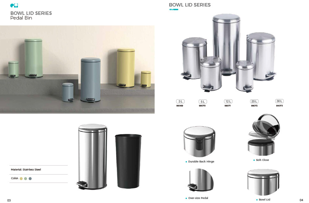 Round Shape Household Pedal Trash Bin Stainless Steel with Thin Lid OEM ODM Offered