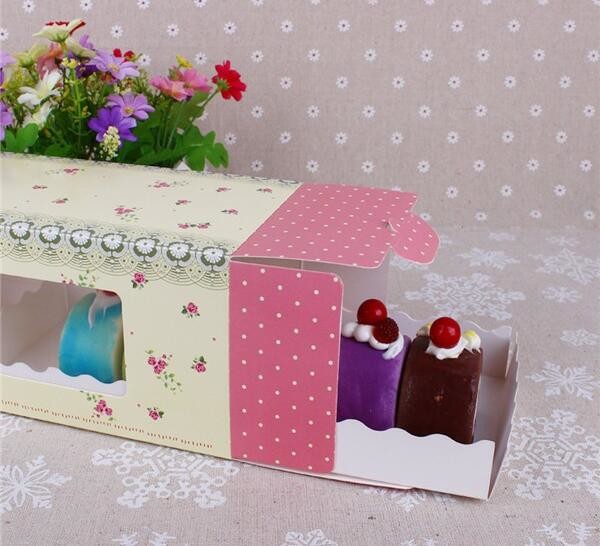 Wholesale custom Paper Cookies packing Cake Box with PVC window,Wholesale Plastic Square Birthday Wedding Packaging Clea