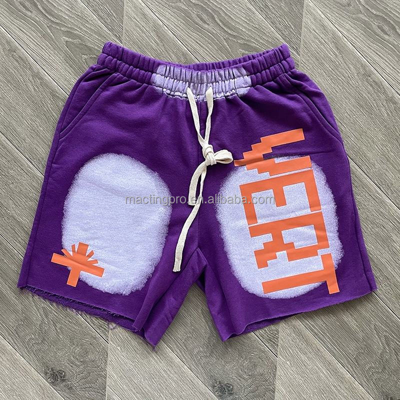 Vintage Sun Faded Acid Wash Custom French Terry Sweat Shorts with Drawstring Closure