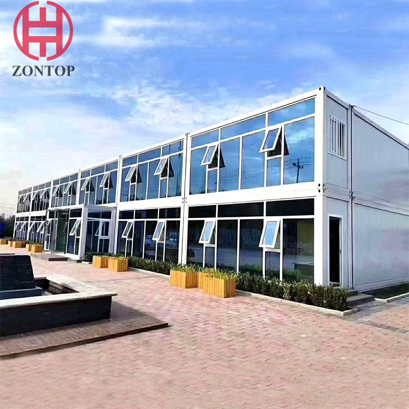 Zontop portable easy assemble glass curtain office prefabricated houses shipping container prefab steel homes