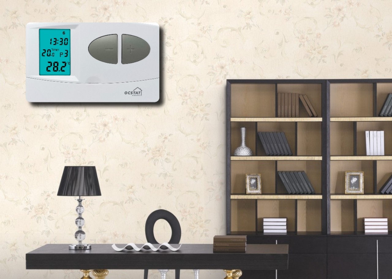 Water Heating Electronic Wired Room Thermostat With Push Button