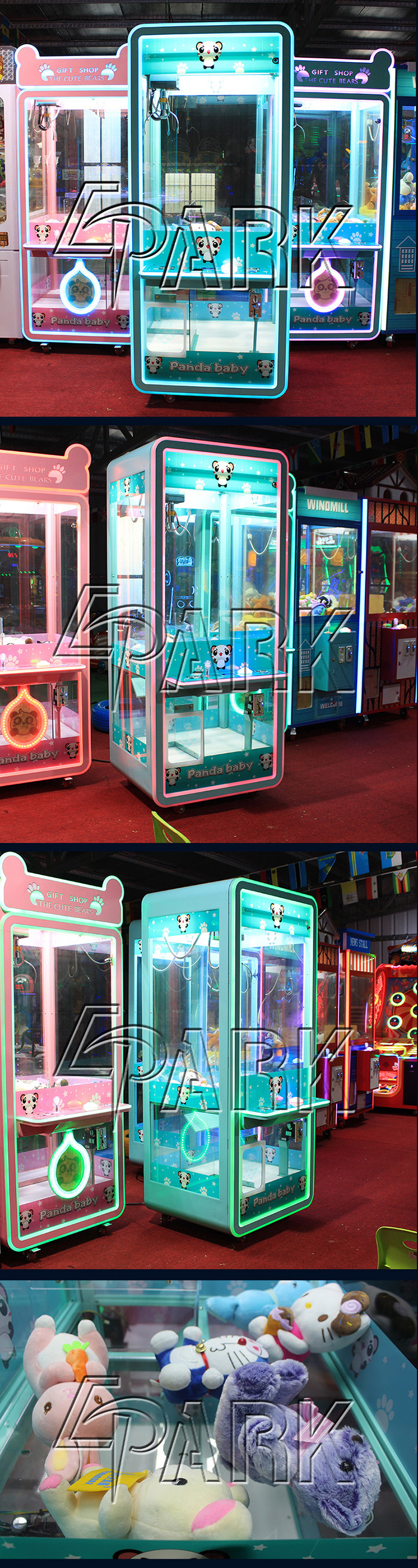 Transparent Wall Pink Dream Toy Claw Crane Game Machine