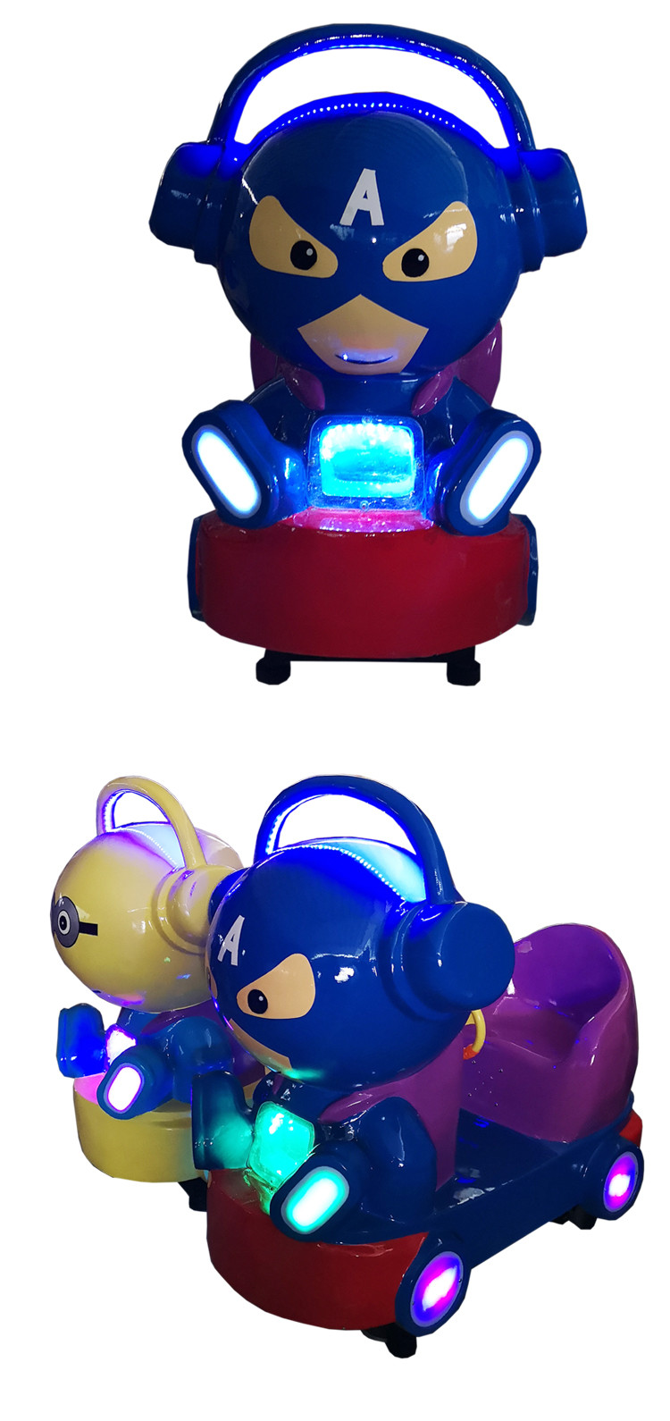 1 Player Kiddie Ride Fiberglass Material With Superhero Theme
