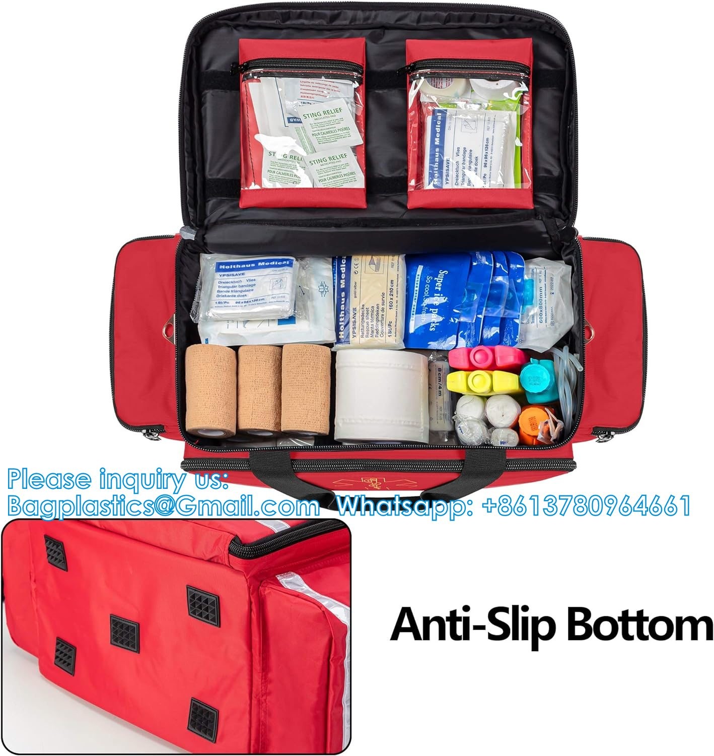 Emergency Responder Trauma Bag Empty, Professional First Aid Kits Storage Medical Bag With Inner Dividers Anti-Scrat