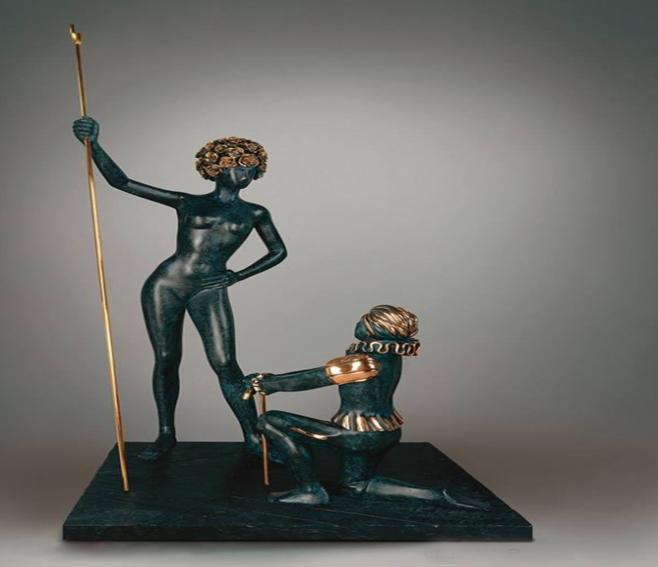 Handmade Bronze Modern Interior Sculptures Metal Art Painted Abstract Figure