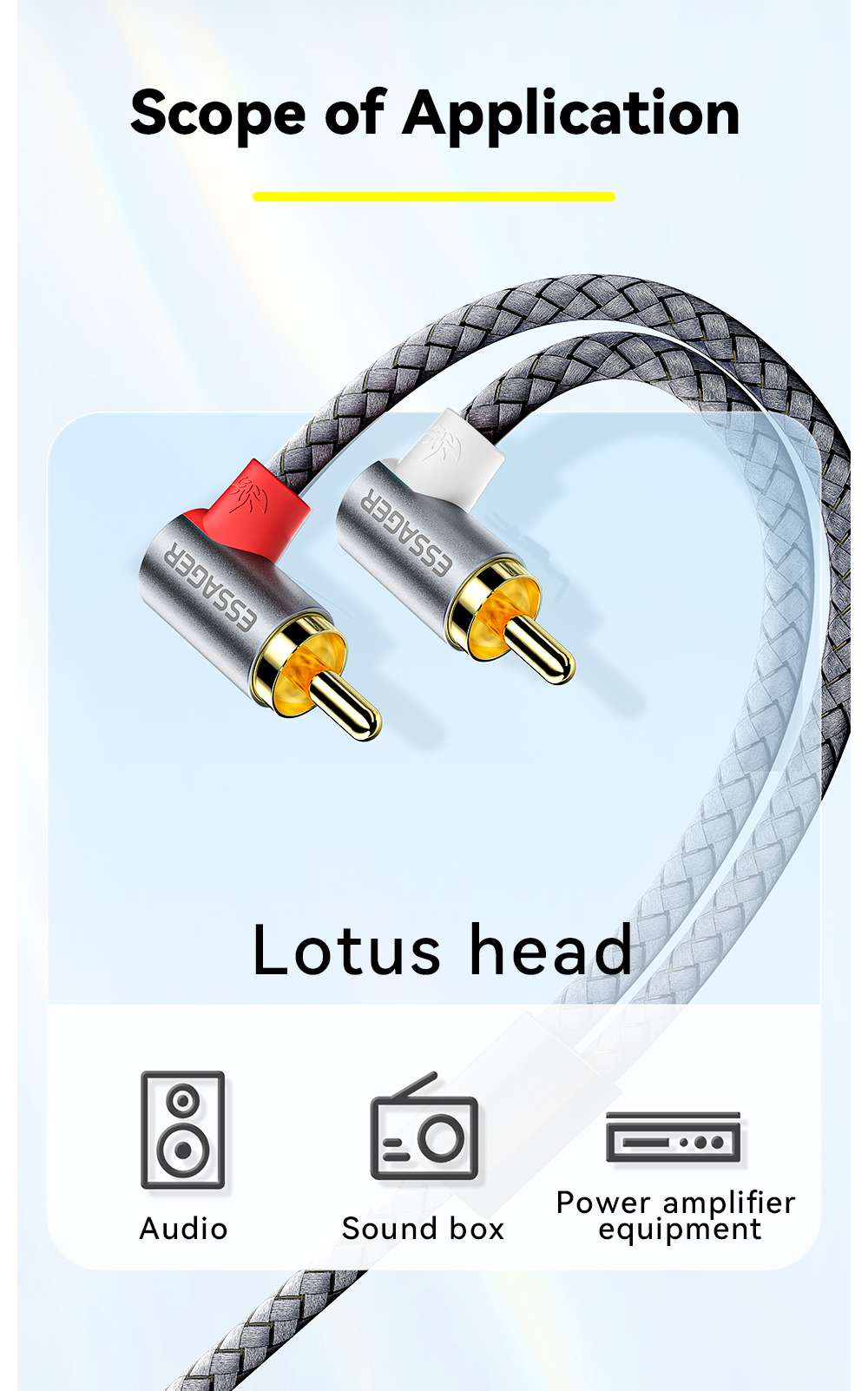 RCA Audio Adapter Micro USB Cable Braided Jacket 3.5mm 1M 2M 3M 5M for Mobile Phone