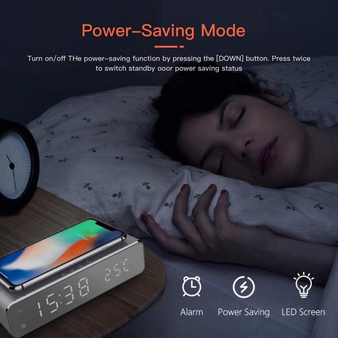 10W Alarm Clock Wireless Charger
