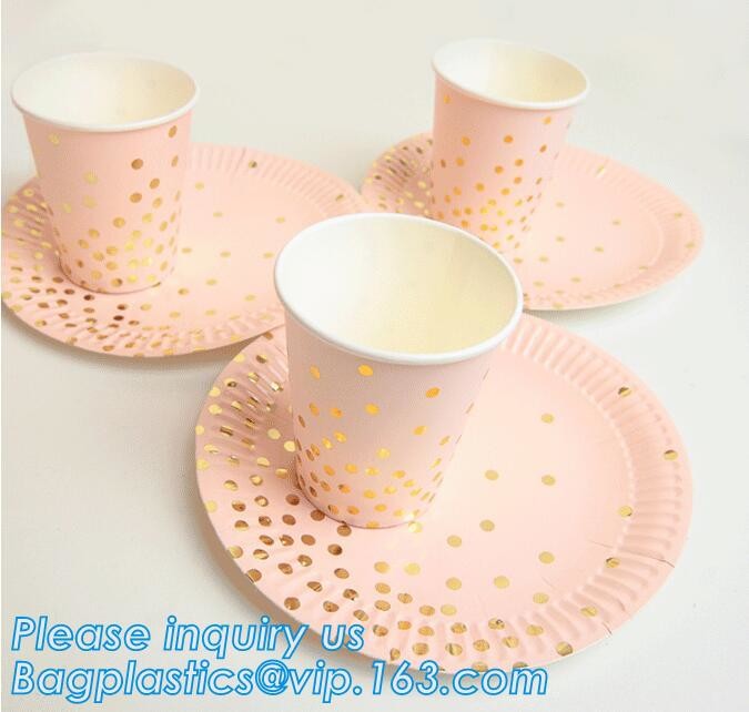 Party supplies, custom printing table rose gold paper biodegradable dinner disposable plate,Compostable Eco Friendly Env