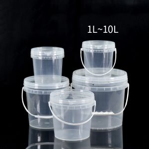 1L-10L Round Custom Printed Candy Cookie Clear Plastic Bucket With Leak Proof