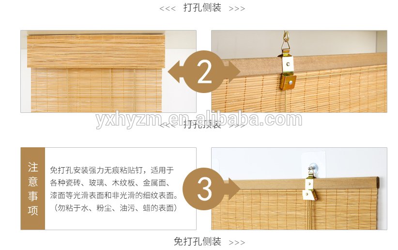 Indoor Outdoor Bamboo Roll Up Shades Smooth Surface For Coffee Bar