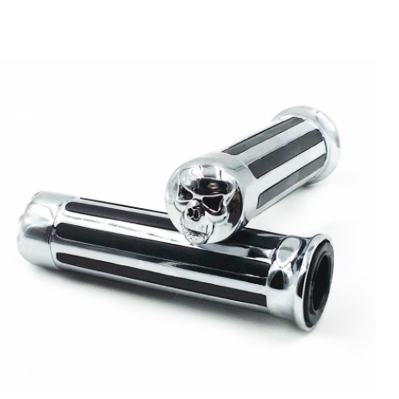 Skull Style Motorcycle Modification Parts Chormed Harley Davsion 25mm Handgrips