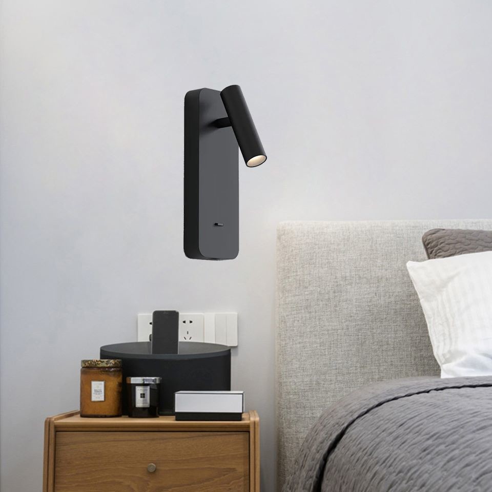 Adjustable cylinder bed reading wall lamp bedside light USB flexible headboard spot light for hotel villa project