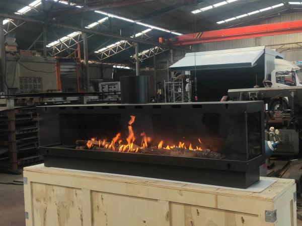 Three-sided gas fireplace European Black Matte Propane Gas Natural Gas