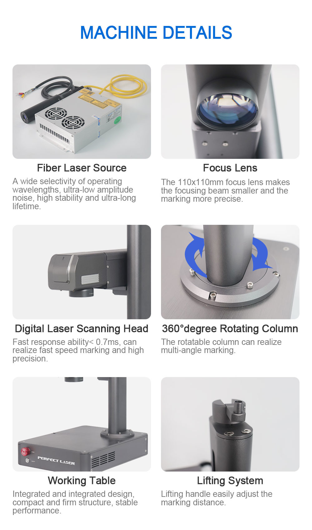 20W Desktop Fiber Laser Engraving Machine Stainless Steel Plastic PVC Leather Wood