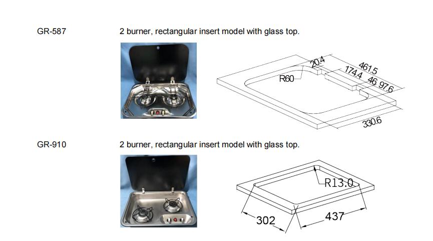 Hot Sales RV Cooker Gas Built-in 2 Burner camping Gas Stove LPG