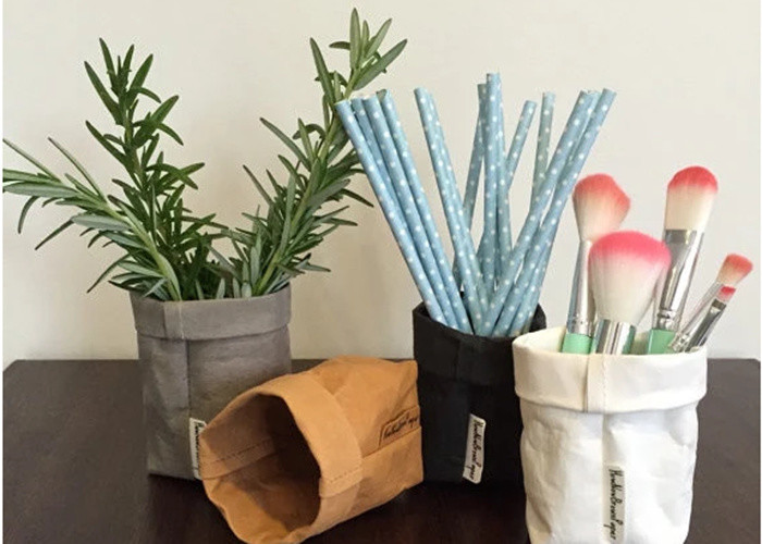 Recycled Kraft Paper Storage Bags Grocery Toys Washable Paper Storage Bags