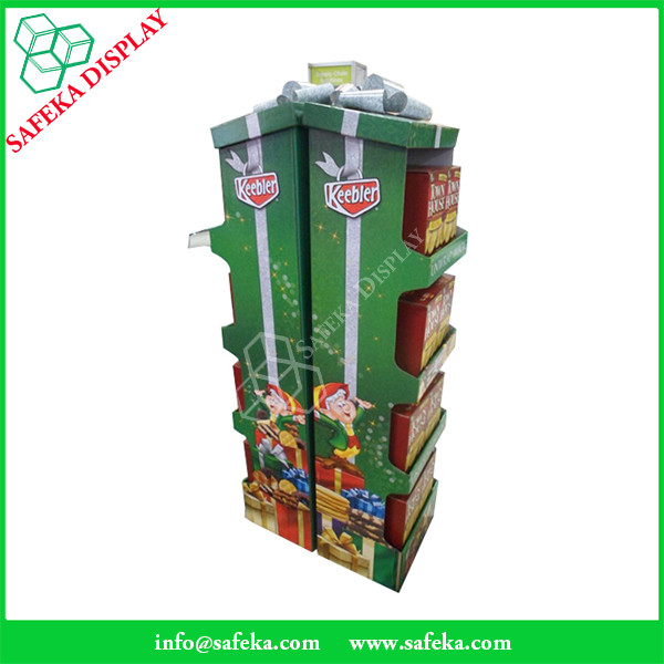pop custom retail packaging display template paper store stand Promotion cardboard cabinet shelf for gift