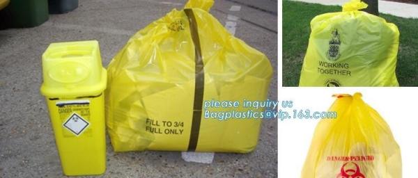 Plastic biohazard waste bags for clinical waste, big capacity yellow biohazard