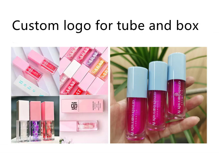 Custom logo 6ml Big Wand Brush Lip Gloss Bottle Pink White Green Empty Lipgloss Tubes