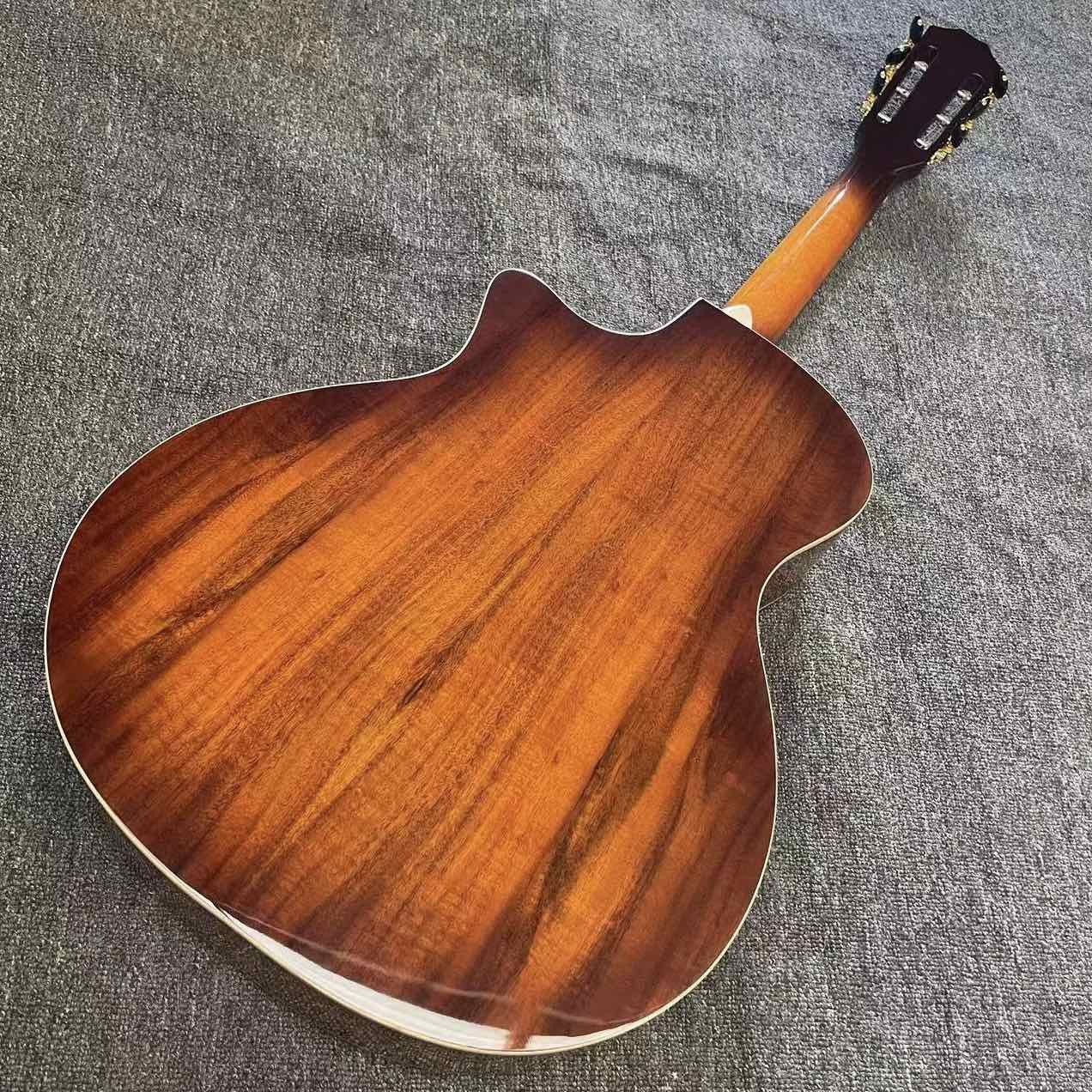 Custom 6 Strings KOA Wood Taylor Style Acoustic Guitar Glossing Finish Body Matt Neck Open Tuner