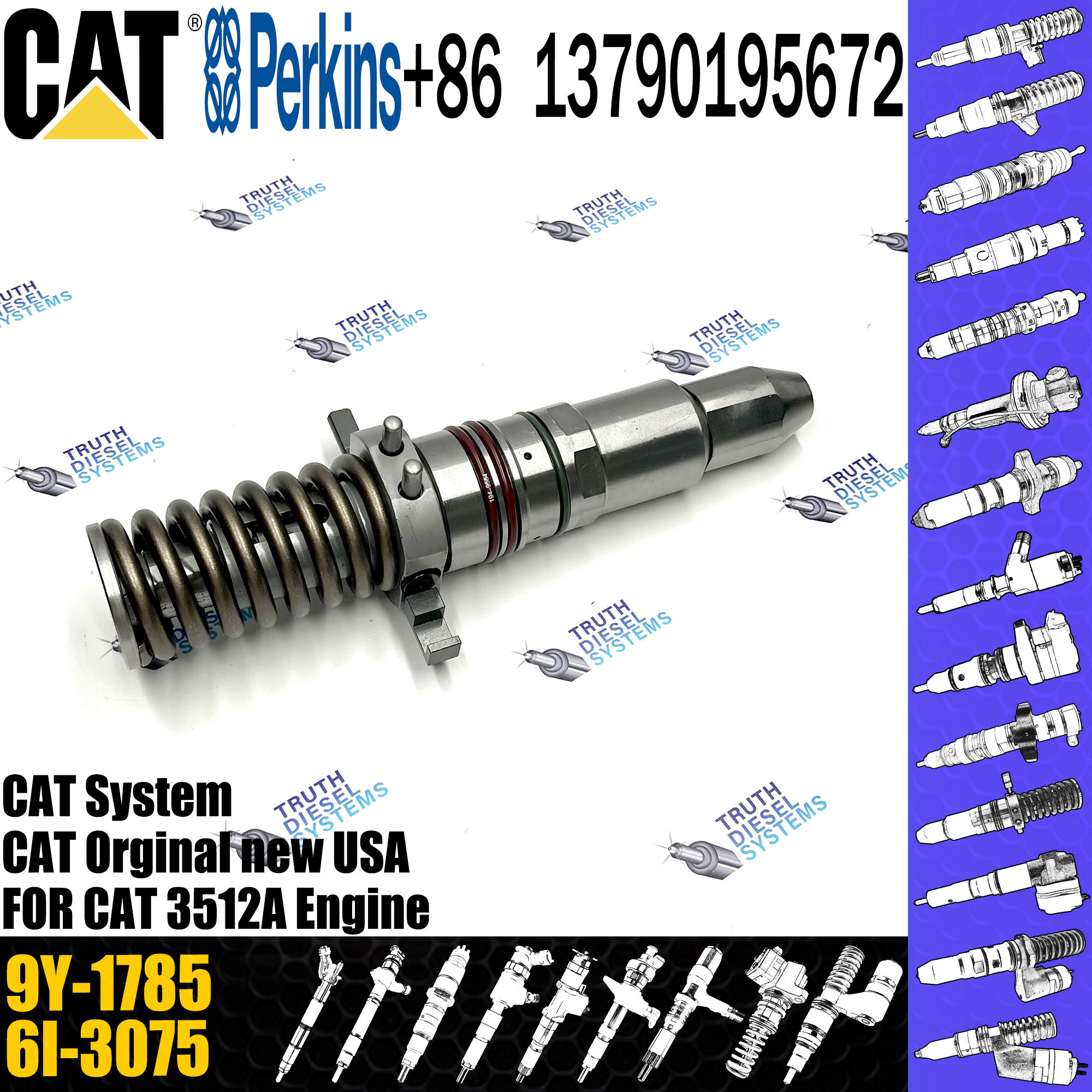 Fuel Injectors 7E-3383 7C-9576 9Y-1785 7C-4184 10R3053 9Y-0052 61-4357 0R-1759 For Caterpillar