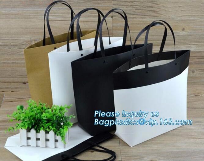 Flower carrier bag with different color customized pot plants kraft paper bag with handle,stamping logo fancy paper flow