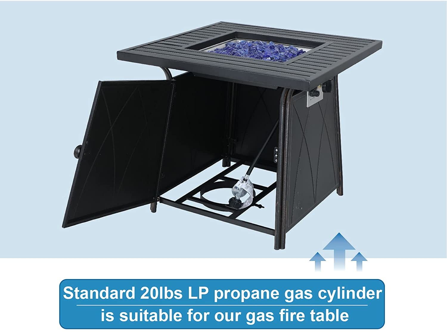 50000 BTU Classical Square Fire Pit Dining Table Outdoor Warming