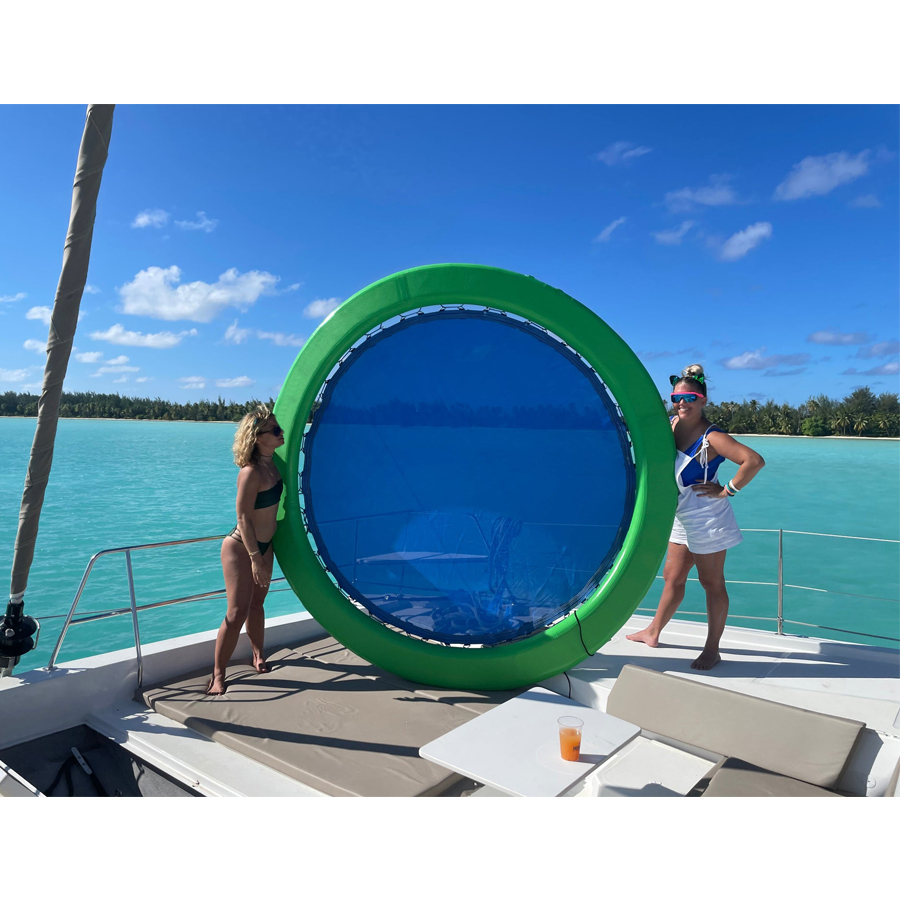 Swimming Pool Round Pool Float Island Folded Inflatable Water Hammock With Mesh