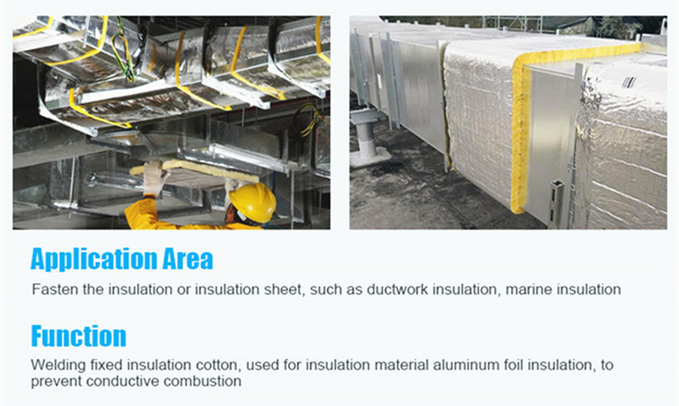 Zinc Finish Anticorrosion Metal Building Insulation Self Stick Pins For Glass Wool
