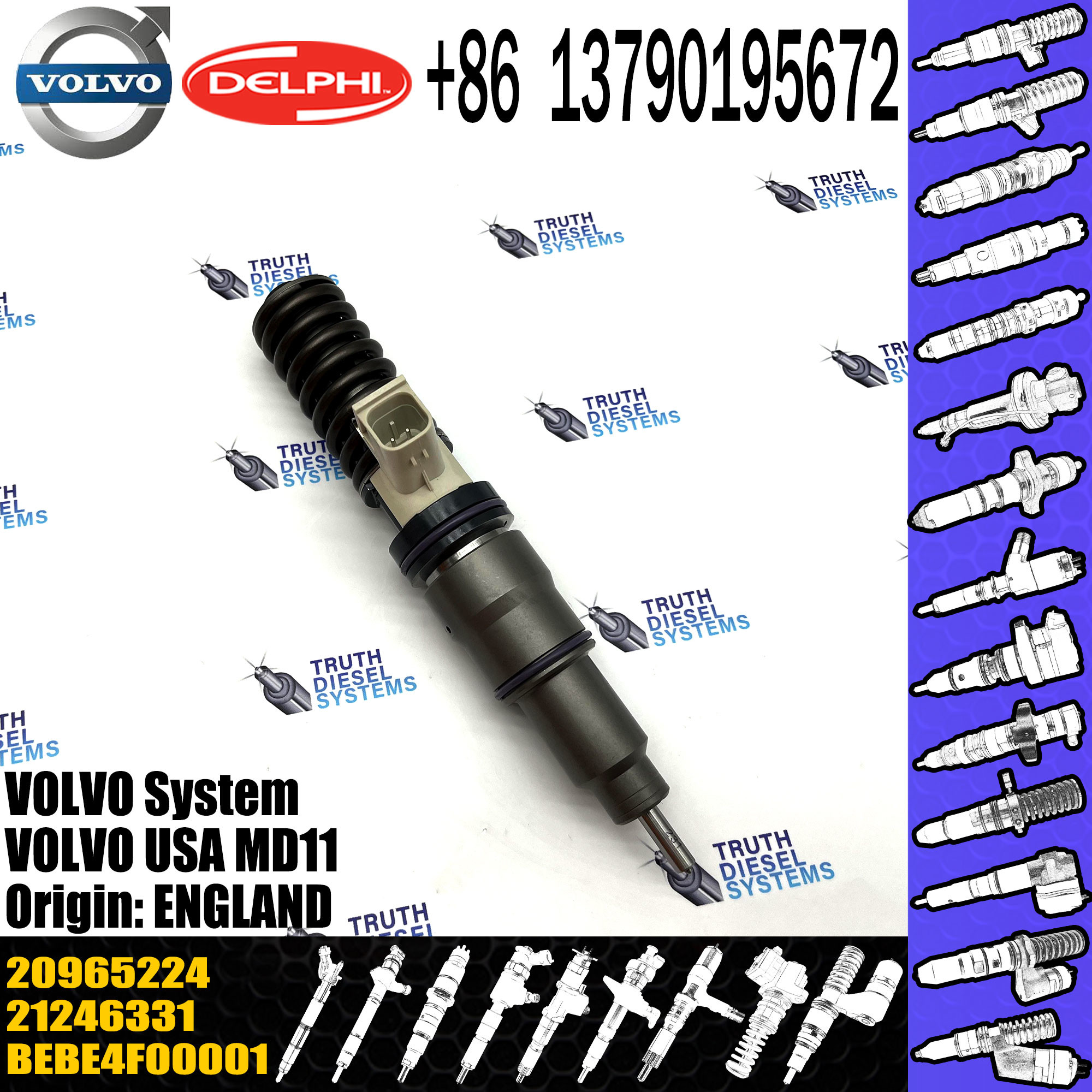 High quality nozzle assembly diesel pump Injector BEBE4F00001 20965224 for excavator engine