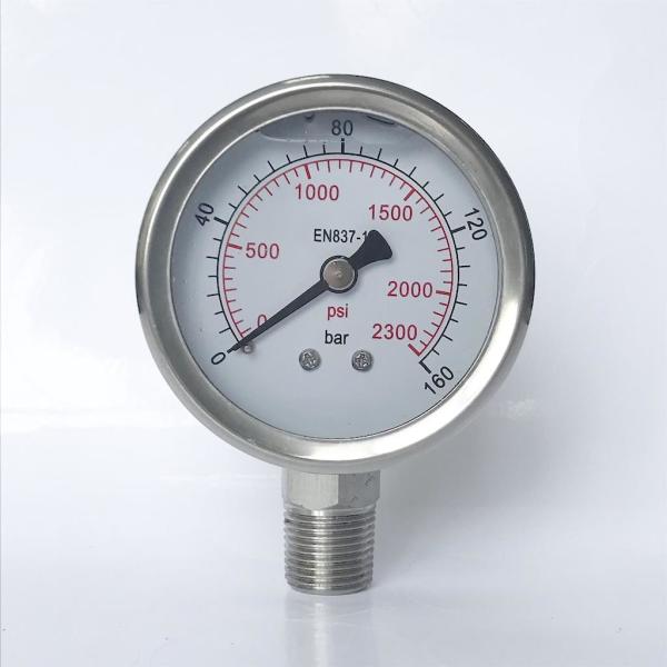 2300 Psi 160 Bar 50mm All Stainless Steel Pressure Gauge Manometer For Corrosive