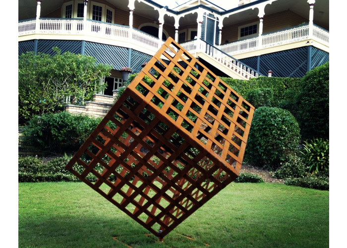 200cm Height Corten Steel Metal Geometric Sculpture For Garden Decoration