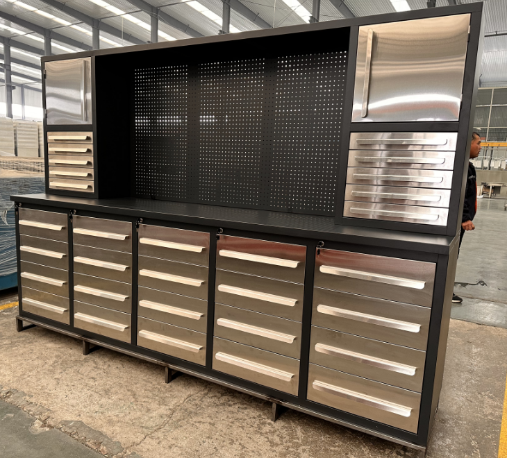 Stainless Steel Handles Heavy Duty Tool Cabinet for Garage and Folding Workbench