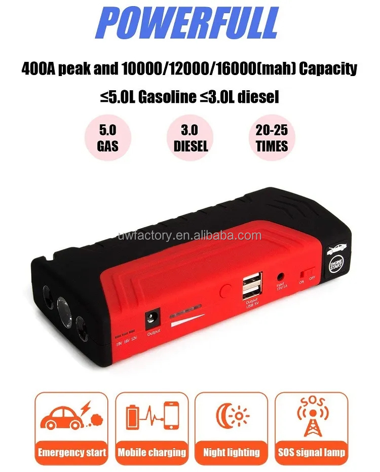 Hybrid ESS 20000mAh 12V 24V Truck Emergency Powerbank Start Portable Car Jump Starter Power Bank for Heavy Duty Vehicles