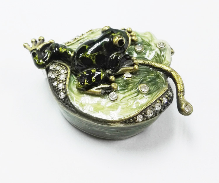 Frog jewelry trinket box metal jewelry box crystal jewellery box