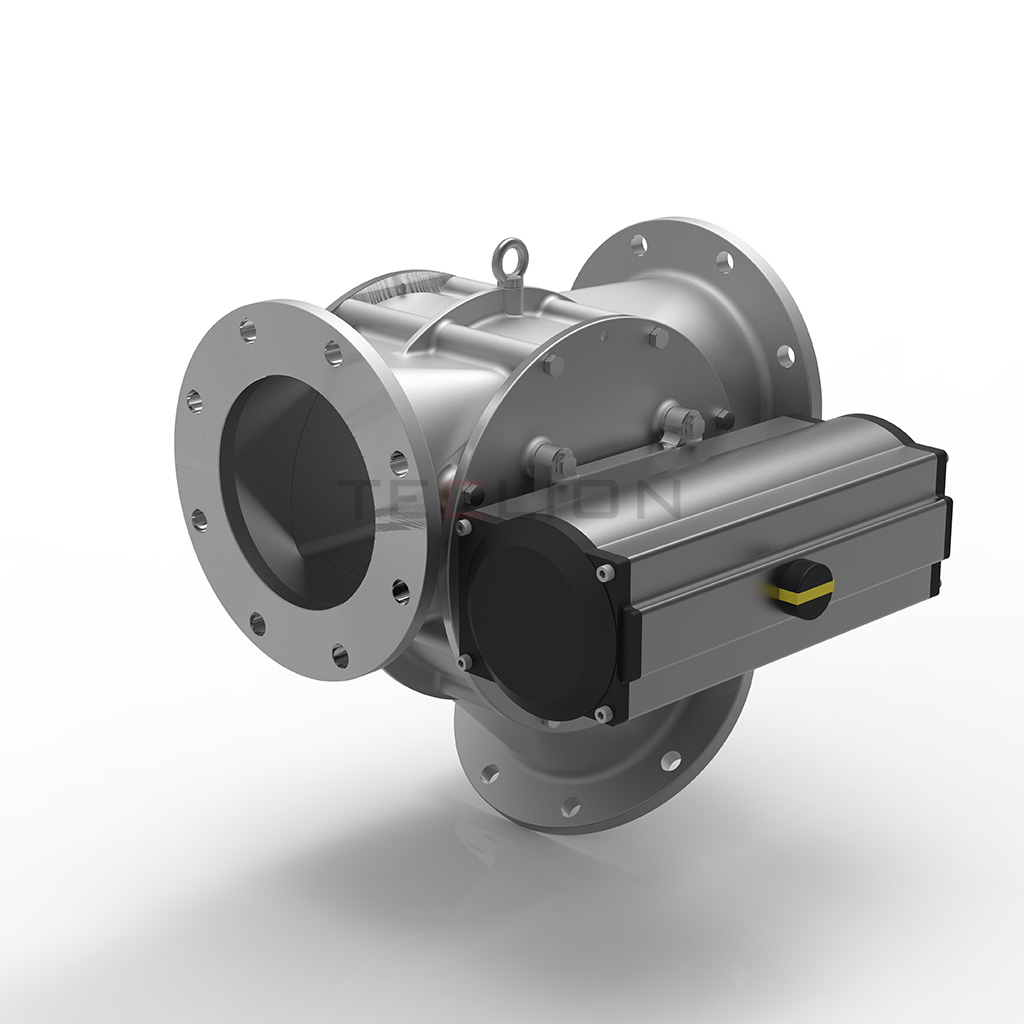 Three Way Pneumatic Diverter Valve Gate Actuator DN350 OBM