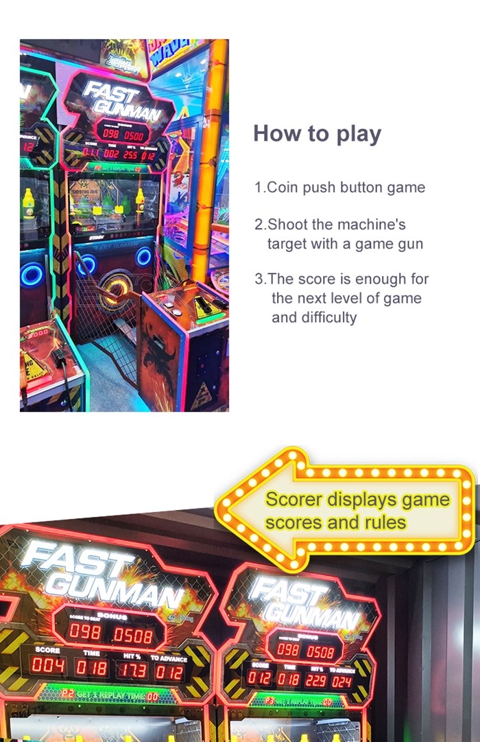 Coin Operated Fast Shooter Latest Fast Gunman Shooting Video Game Machine For Sale