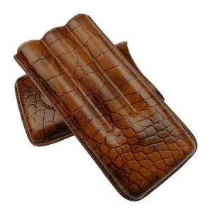  Hot Selling 3 Fingers Type Cigar Leather Case Holder For Sale Manufactures