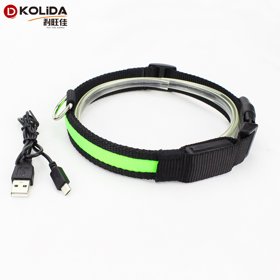 Eco - Friendly LED Dog Collar Rechargeable Three Flash Mode Nylon