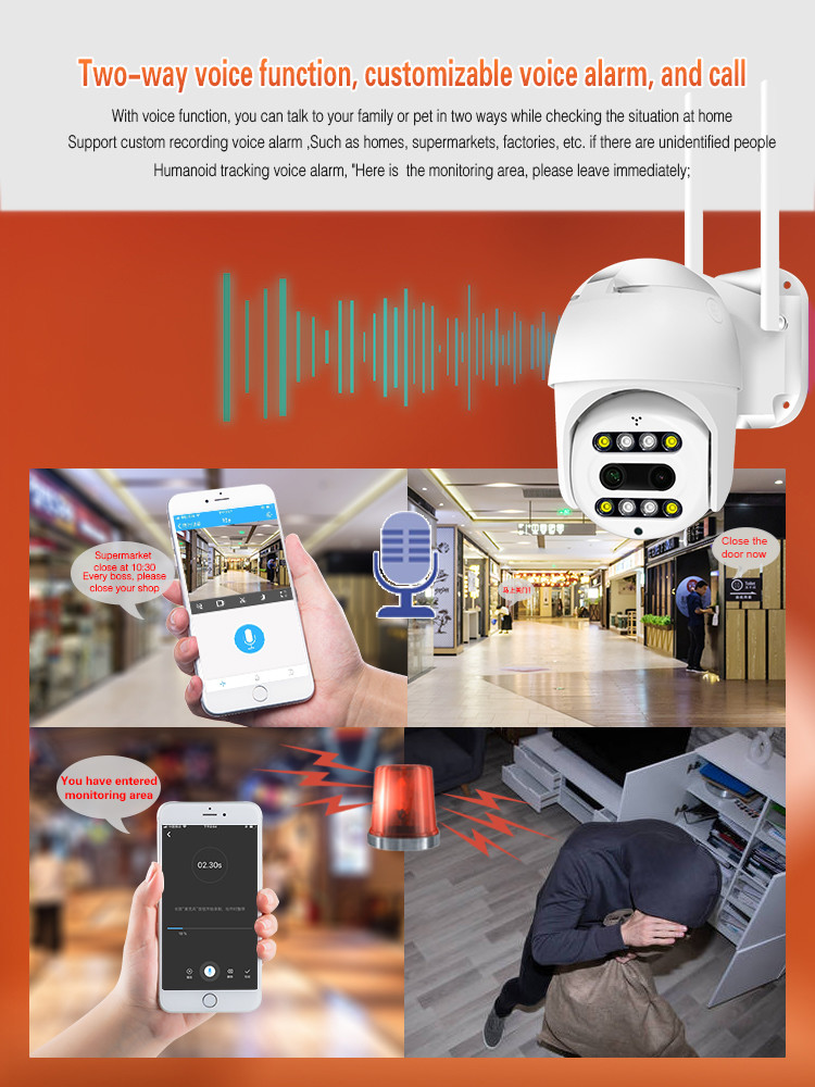 Humanoid Tracking Security PTZ Wireless Camera Dual Lens 1080P Full Color Night Vision