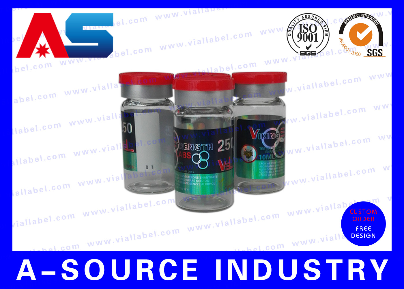 25 * 60 mm Adhesive Plastic Vinyl Vitamin Private Label For 10ml Bottle Package custom vial labels