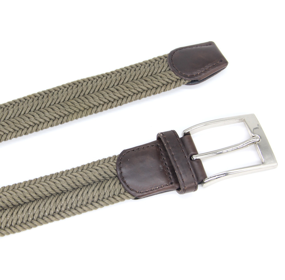 Braided Polyester Cotton Mens Elastic Stretch Belts 3.5cm Width