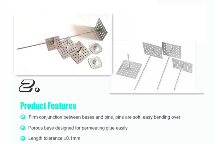 Stainless Steel Perforated Base Insulation Hanger Pin Used for HVAC systerm