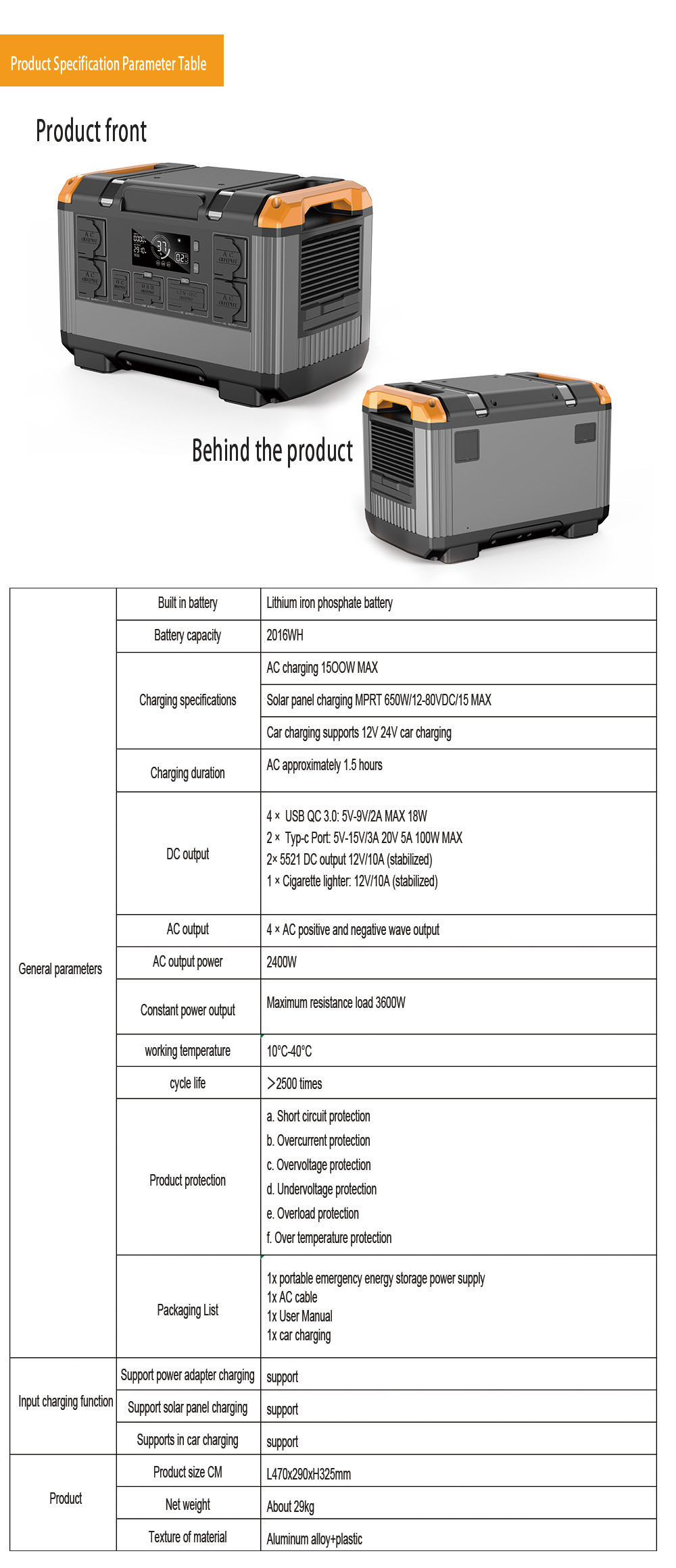 SYNSVO 2400W Solar Power Generator Portable Station 2016WH For Homes