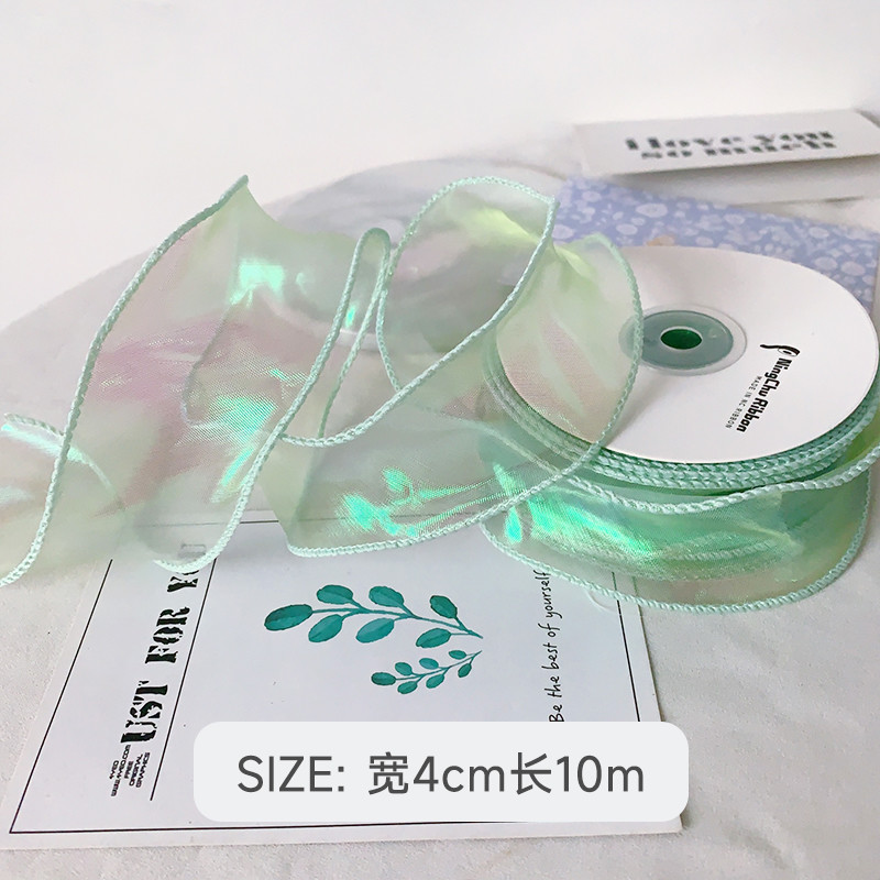 40mm Polyester Organza Ribbon With Satin Edge Shinny Pink Organza Ribbon