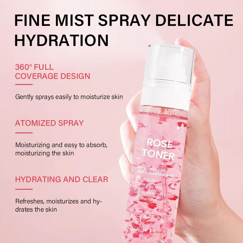 Private Label Korean Moisturizing Skin Care Skincare Natural Organic Pure Rose Water Facial Mist Face Toner Spray for Face