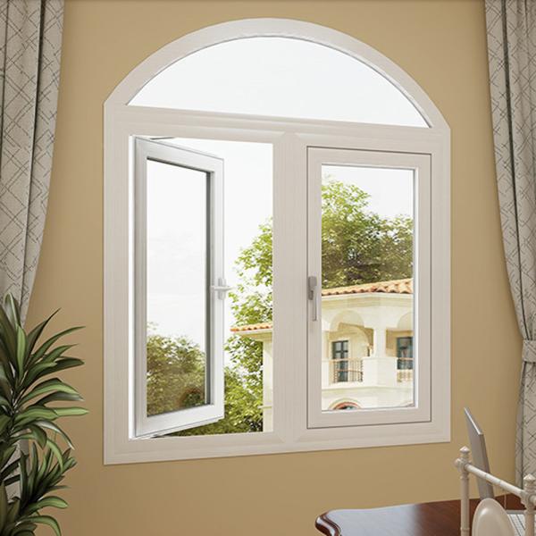 Bedroom French Glass Aluminum Profile Windows with Hanging Curtain Design